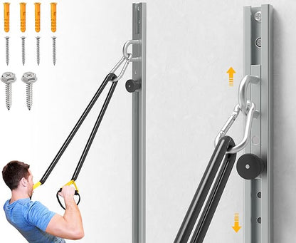 Adjustable Wall-Mounted Anchor Fitness System with Automatic Locking Function， Resistance Band Wall Anchor Exercise Equipment for at Home Gym Fitness Workout,Black