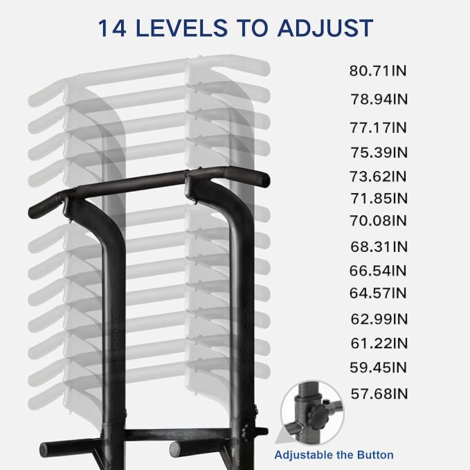 BARWING Pull Up Bar Station, Power Tower, Dip Station with 3D Backrest, Multi-Function Strength Training Stand Rack, Adjustable Height Dip Bar for Home Gym Workout Stand Fitness Exercise Equipment