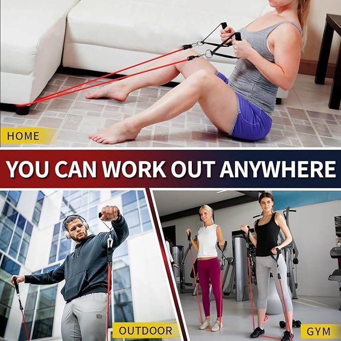 Resistance Bands Workouts Set for Women and Men with Handles - Heavy Duty 150lbs, 11 Piece Elastic Tube Kit for Gym & Home, Strength Training, Yoga, Pilates Therapy for Legs, Chest Power Systems