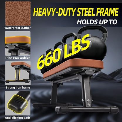 Flat Weight Bench, 2.4 Inch Thick Pad Workout Bench 660 LBS Bench Press Exercise Equipment for Home Gym Strength Weight Training