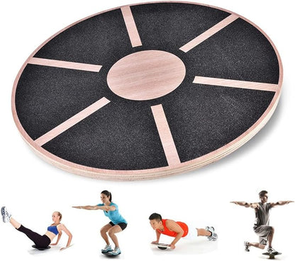 Anti Slip Wooden Wobble Balance Board Fitness Training Rehabilitation Exercise Equipment for Home Gym Office Use Sturdy Wood Plastic Base 39.5cm Diameter 150kg Max Load