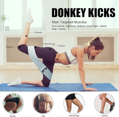 Resistance Bands for Legs and Butt, Exercise Bands Booty Bands Hip Bands Wide Workout Bands Sports for Squat Glute Hip Training (Set of 3)