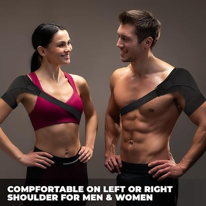Astorn Adjustable Shoulder Brace for Torn Rotator Cuff with Icepack Holder - Shoulder Compression Sleeve Wrap for Pain Relief, Stability and Recovery - Fits Left and Right Arm for Men & Women (XL)