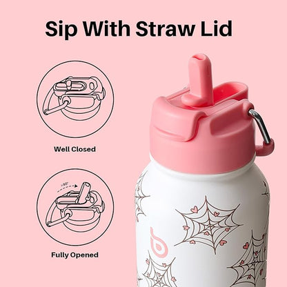 BOTTLE BOTTLE 32oz Insulated Water Bottle Stainless Steel Sport Water Bottle with Straw Dual-use Lid Design for Gym with Pill Box