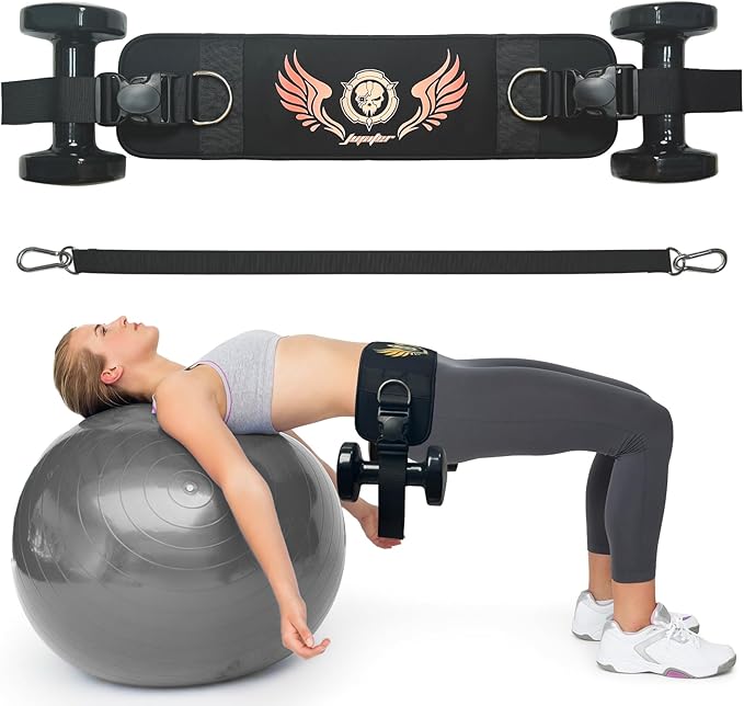 Jupiter 2-in-1 Hip Thrust Belt for Women & Men – Heavy Duty Glute Workout Equipment for Dumbbell, Kettlebell & Plate Exercises – Supports 300 lbs – Weighted Dip Belt for Home & Gym Workouts