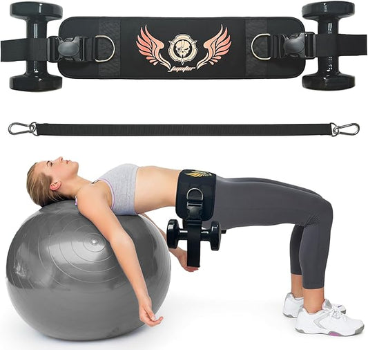 Jupiter 2-in-1 Hip Thrust Belt for Women & Men – Heavy Duty Glute Workout Equipment for Dumbbell, Kettlebell & Plate Exercises – Supports 300 lbs – Weighted Dip Belt for Home & Gym Workouts