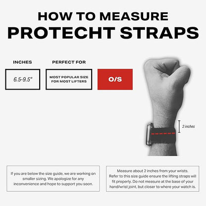 PROTECHT Lifting Wrist Straps for Weightlifting with Smartwatch, Bodybuilding, Powerlifting, Strength Training - Lifting with Apple Watch - Padded with Cotton Strap and Wrist Support for Hard Pull