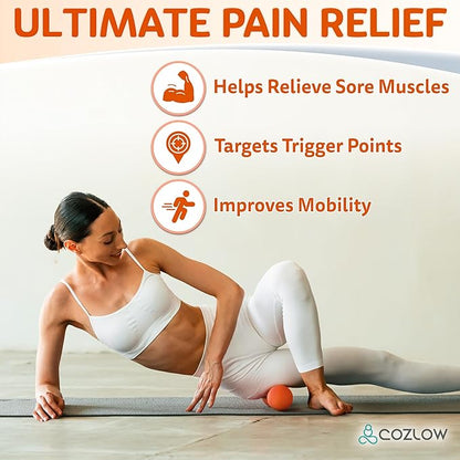 COZLOW Double Lacrosse Silicone Massage Ball - Energizing Orange - Peanut Trigger Point Roller for Mobility, Deep Tissue Therapy, Myofascial Release - Acupressure Tool for Muscle Pain Relief