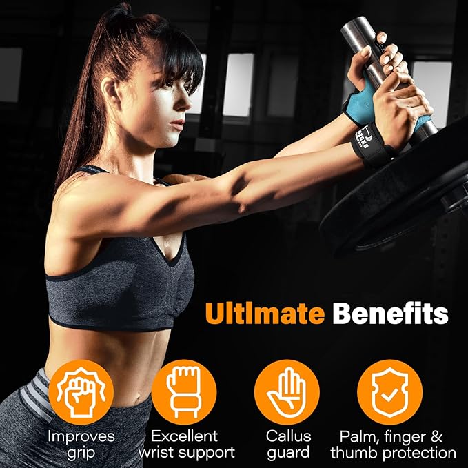 Weight Lifting Wrist Straps, Gym Straps Weight Lifting for Deadlift and Powerlifting, Double Layer Leather Wrist Wraps with Padded Cushion Wrist Loop, Weightlifting Grips for Men and Women
