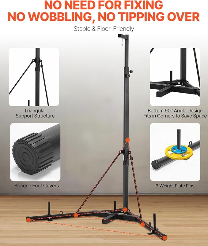 VEVOR 2 in 1 Punching Bag Stand, Steel Heavy Duty Workout Equipment,Freestanding Sandbag Rack,for Home Gym Fitness