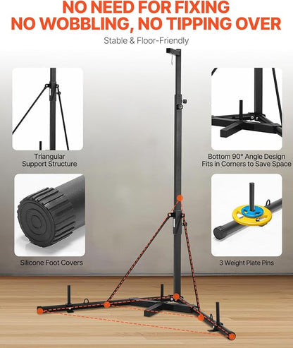 VEVOR 2 in 1 Punching Bag Stand, Steel Heavy Duty Workout Equipment,Freestanding Sandbag Rack,for Home Gym Fitness