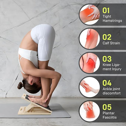 3rd Gen Adjustable Slant Board for Calf Stretching & Squat Wedge – Non-Slip Physical Therapy Equipment, Portable Rehab Stretching Board for Flexibility, Recovery & Strength Training