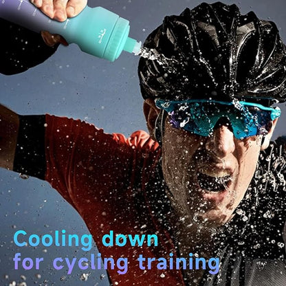 24oz Bike Water Bottle, Sport Squeeze Water Bottle Leakproof BPA Free with Capacity Scale w/Pull Top Lid, Reusable, for Bicycle, Gym, Hiking 2 Pack