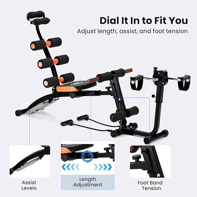 All-in-One Ab Workout Bench, Abdominal Machine, Ab Workout Bench for Home Gym, Multi-Functional Adjustable Abdominal Crunch Machine, Exercise Equipment for Total Body Workout