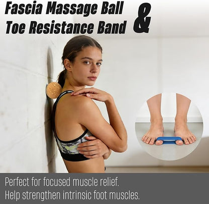 2026 NEW Balance Board Cork Half Roller Kit | Foot Balance Trainer & Ankle Strengthener for Stretch Massage Fascia Release | Cork Massage Ball Roller Resistance Bands | Portable Balance Training Set for Home Gym