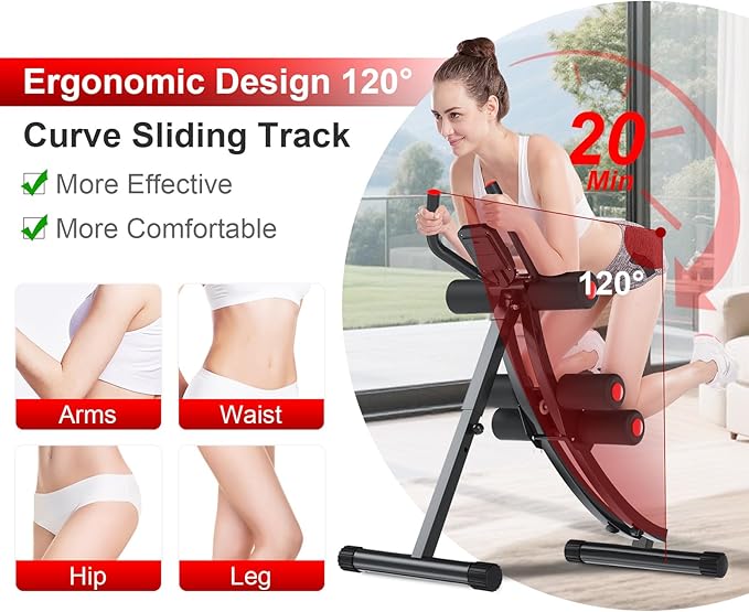 KESHWELL Ab Machine,Ab Workout Equipment For Home,Whole Body Exercise Waist Trainer For Women,Ab Machine For Stomach Workout,Foldable Fitness Exercise Equipment With Resistance Bands&LCD Display