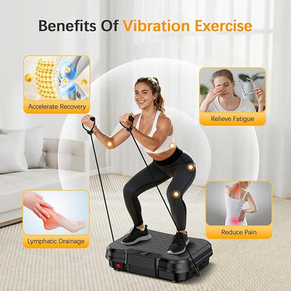 Vibration Plate Exercise Machine,Vibrating Platform for Lymphatic Drainage with 250 Speeds,450 lbs Weight Capacity,Vibrated Plates for Weight Loss,Full Body Workout Equipment for Fitness at Home