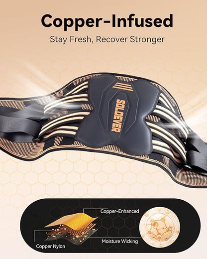 Copper-Infused Back Brace for Men Lower Back Pain Relief [Medical-Grade & Stronger Support] Lumbar Support Belt with Support System for Women - Back Support Brace for Heavy Lifting and Work