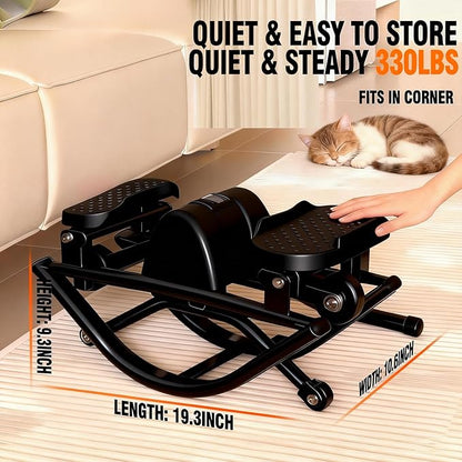 Rock Stepper for Exercise at Home, Lateral Rocking Stepper with Digital Counter & Resistance Bands, 250LBS Weight Capacity & Low Impact, Ski Machine Full Body Workout Equipment