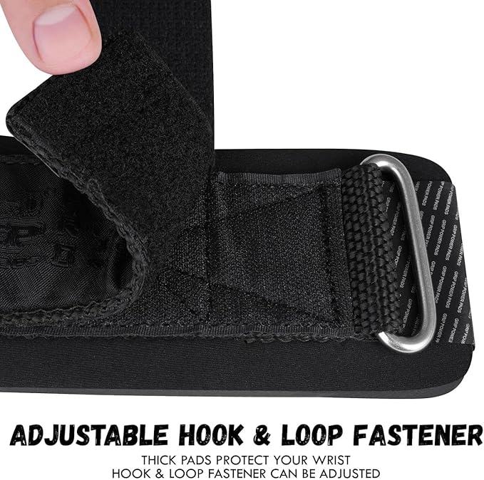 Gym Lifting Dowel Straps Neoprene Padded Wrist Wraps for Weight Training, Bodybuilding & Fitness – Wrist and Grip Support, 2 Pack (Jet Black)