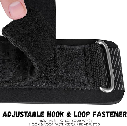 Gym Lifting Dowel Straps Neoprene Padded Wrist Wraps for Weight Training, Bodybuilding & Fitness – Wrist and Grip Support, 2 Pack (Jet Black)