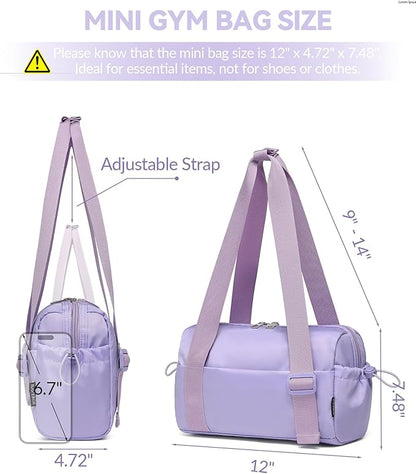 Small Gym Bag for Women Mini Duffle Bag with Wet Compartment, Lightweight Waterproof Cute Tote for Girls Workout Sport Travel,Purple