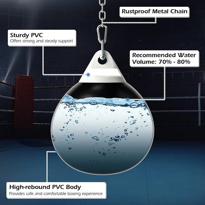 Goplus Water Aqua Bag, 21'' 180 Pound /18” 110 Pound Heavy Punching Bag with Adjustable Metal Chain, Water Injection Hose, Boxing Training Bag for Adults Fitness, MMA