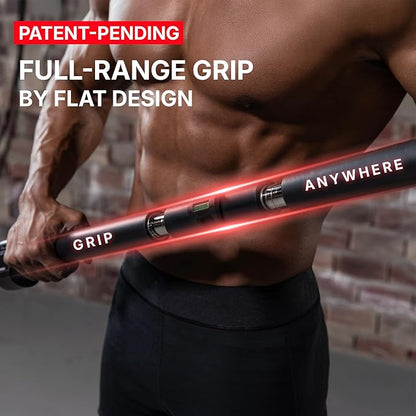 Doorway Pull Up Bar, Patented Flat Structure with Uninterrupted Full-Length Grip, Extra Wide 26.8–32.7", 573 lbs Capacity, Adjustable 31.8–36.6" Doorways, Tool-Free Installation