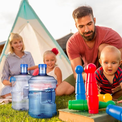 Bokon 2 Pieces gallon water jugs Round Plastic Water Bottle with Handle Screw Cap Reusable Large Capacity Bottle for Camping Outdoor Travel Gym Use