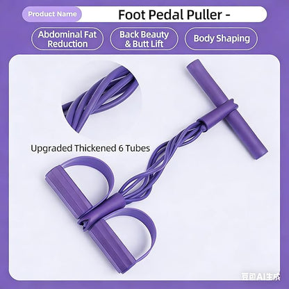Multifunctional 6 Tube Elastic Yoga Resistance Bands for Waist Arm Leg Stretching, Affordable Training Aid, Latest Upgrade Sit Up Exercise Equipment for Women Men (Purple)