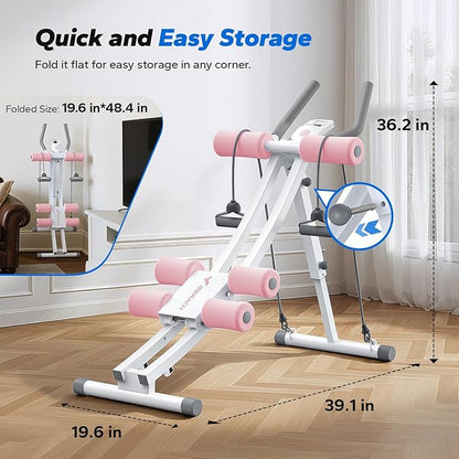 MERACH Dual Track Ab Machine, Adjustable Ab Trainer Machine, Ab Workout Equipment for Home Gym, Ergonomic Arc Track for Better Abs, Foldable Workout Machine for Full Body Workout Home Exercise (Black)