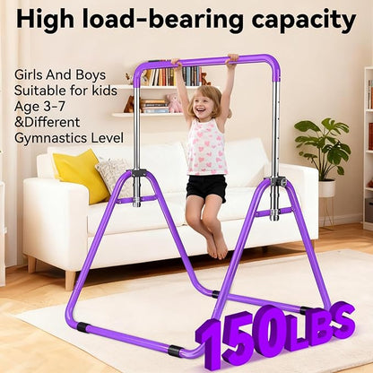 Kids Gymnastics Bar Gymnastic Equipment for Home Adjustable Height Gymnastic Training Bar Gymnastic Stuff for 3-7 Years Old Girls