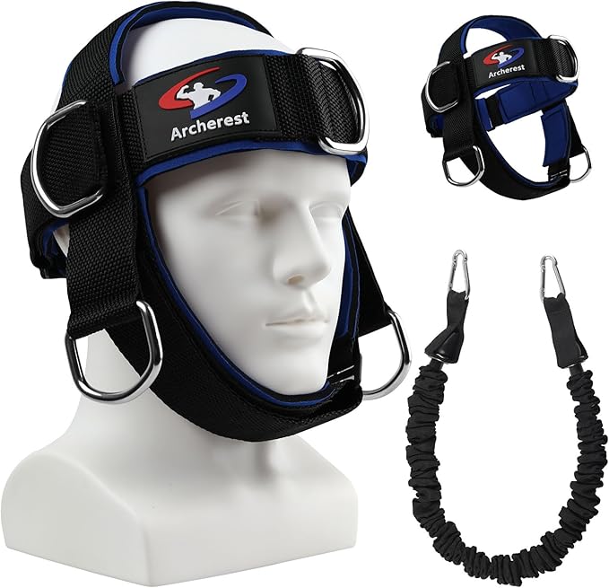 Fitness Neck Head Harness Trainer, Adjustable Chin Strap and Head Harness Strength, Neoprene Neck Exerciser for Weight Lifting, Home and Gym Use