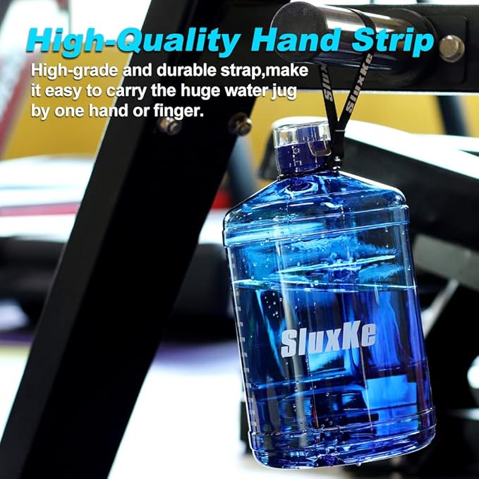 Gallon Big Water Bottle with Handle, 128oz Leakproof BPA Free Fitness Sports Water Bottle with Motivational Time Marker & Wide Mouth Ensure You Drink More Water