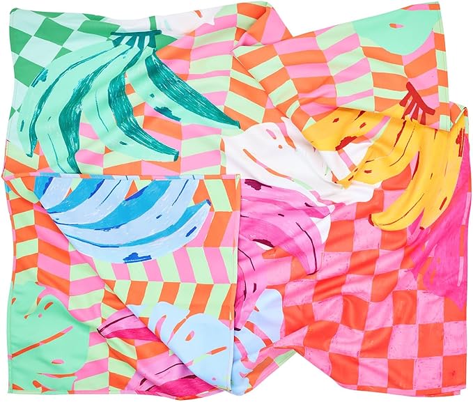Dock & Bay Beach Towel - Quick Dry, Sand Free - Compact, Lightweight - 100% Recycled - Includes Bag - Banana Karma - Large (160x90cm, 63x35)