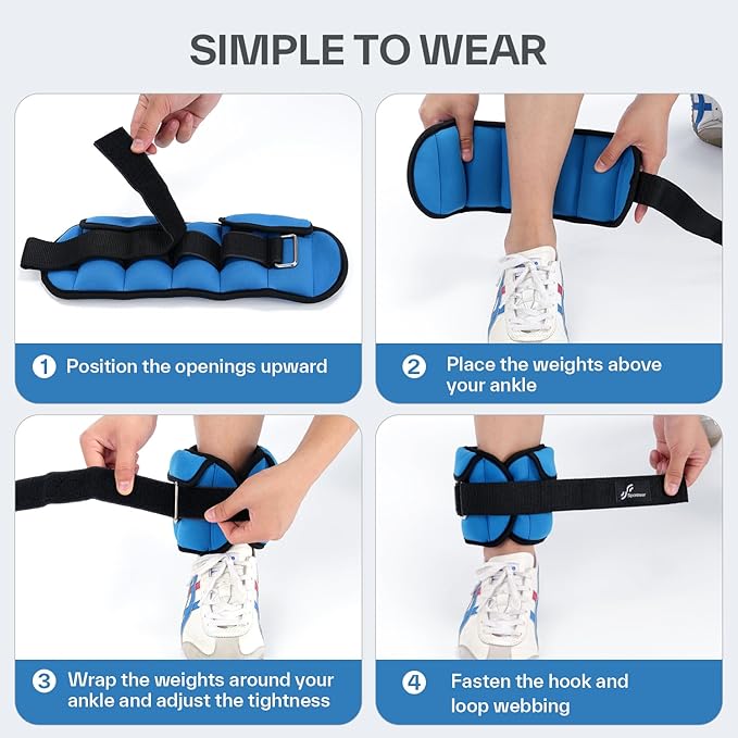 Sportneer Upgrade Adjustable Ankle and Wrist Weights for Women and Men 1-7 lbs / 1-10 lbs Set | Comfortable, Secure Fit for Walking, Running, Fitness, Physical Therapy, Home Gym