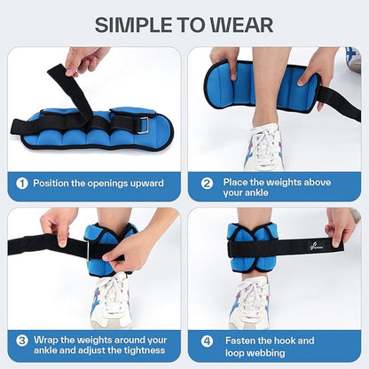 Sportneer Upgrade Adjustable Ankle and Wrist Weights for Women and Men 1-7 lbs / 1-10 lbs Set | Comfortable, Secure Fit for Walking, Running, Fitness, Physical Therapy, Home Gym