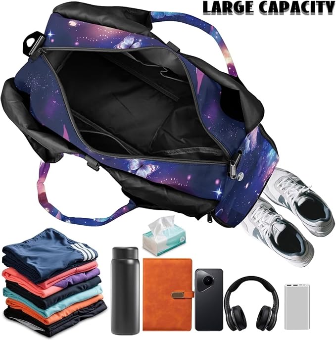 Gym Bag with Yoga Mat Holder Large Tote Bag With Multi Pockets for Women Men Dry Wet Separated Pocket Carryall Yoga Tote Bag for Pilates Travel Workout Office