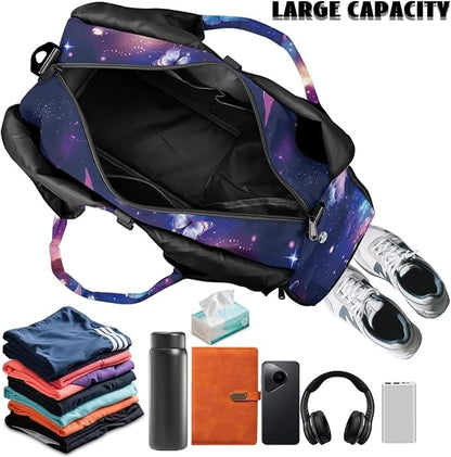 Gym Bag with Yoga Mat Holder Large Tote Bag With Multi Pockets for Women Men Dry Wet Separated Pocket Carryall Yoga Tote Bag for Pilates Travel Workout Office