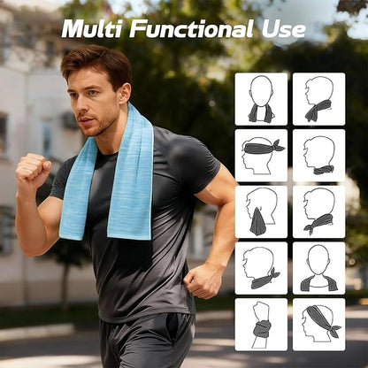 Cooling Towels for Neck and Face - 4 Pack Microfiber Gym Towels Set, 39" x 11" Microfiber Absorbent Towel for Sports Fitness, Yoga, Super Soft and Quick-Drying Gym Towels for Women Men, Multicolor