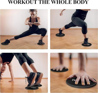 Core Sliders, Exercise Gliding Discs Dual Sided Use on Carpet and Hardwood Floors, Lightweight and Perfect Fitness Apparatus for Training Abdominal Core Strength