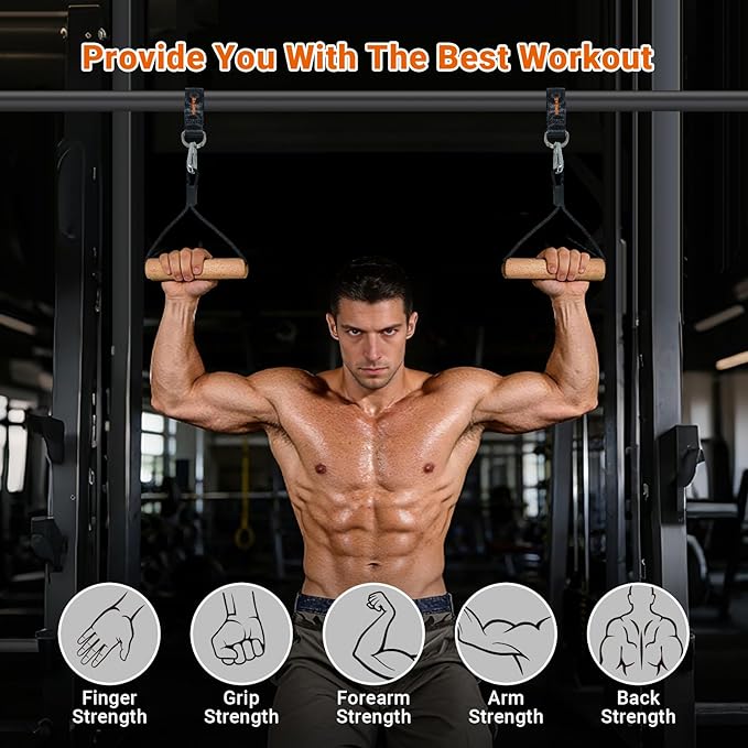Wooden Pull Up Balls Grips Hand Grips Strength Trainer Exerciser for Chin Up Bar, Kettlebell, Barbell Home Gym Workout Equipment Rock Climbing Grips for Strength Training Max Load 500lbs