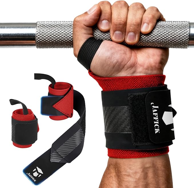 Jaffick Double-Layer Reinforced Wrist Wraps for Weightlifting - Men & Women, Thumb Loop Design for Powerlifting, Crossfit, Bodybuilding, Deadlifting - Fits Both Hands
