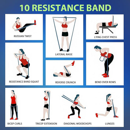 LEEKEY Resistance Bands, Exercise Bands with Handles,Pull Up Assist Bands - Band Set with Door Anchor - Bands for Working Out,Band for Men and Women Fitness Training,Home Workouts
