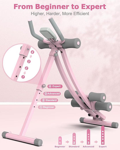 GIKPAL Ab Machine, Adjustable Trainer for Home Gym, Ab Crunch Exercise Equipment for Beginner