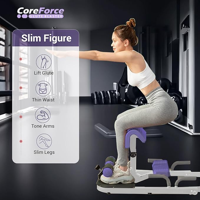 Core Force Glute Blaster - Premium Hip Thrust & Ab Workout Machine for Home Gym with Resistance Bands - Adjustable Squat and Glute Bench for Full-Body Strength