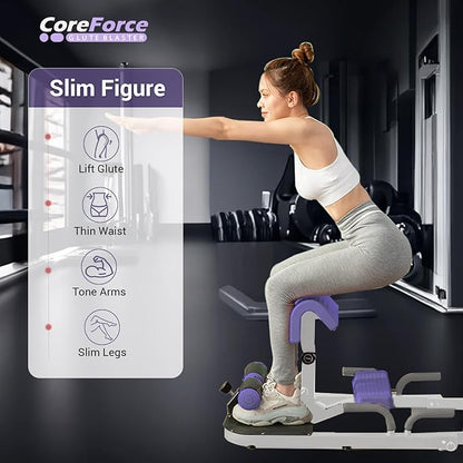 Core Force Glute Blaster - Premium Hip Thrust & Ab Workout Machine for Home Gym with Resistance Bands - Adjustable Squat and Glute Bench for Full-Body Strength