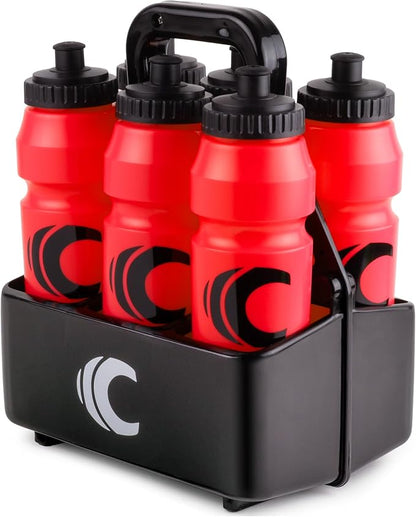 Cannon Sports 1 Liter Sports Water Bottle, BPA-Free, 34oz Capacity, Large Mouth, 2 lids (Straw & Squeeze) with Carrier, Great For Helmet Sports Such As Hockey, Lacrosse, Football, Boxing (Red)