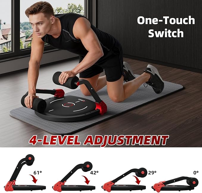 Sit Up Machine, Upgraded Ab Machine with Flat Backrest Multi-functional Ab Exercise Equipment for Home Gym with Angle Locking Accessory/4-Level Resistance/Massage Roller/330LBS Steel Frame