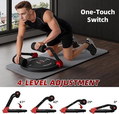 Sit Up Machine, Upgraded Ab Machine with Flat Backrest Multi-functional Ab Exercise Equipment for Home Gym with Angle Locking Accessory/4-Level Resistance/Massage Roller/330LBS Steel Frame